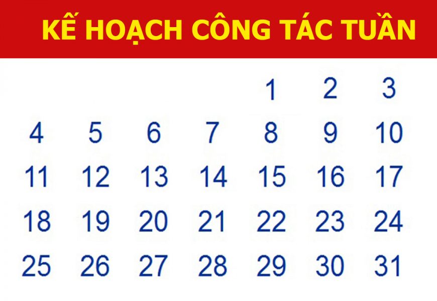 Kế hoạch công tác tuần (10-14/9/2018)