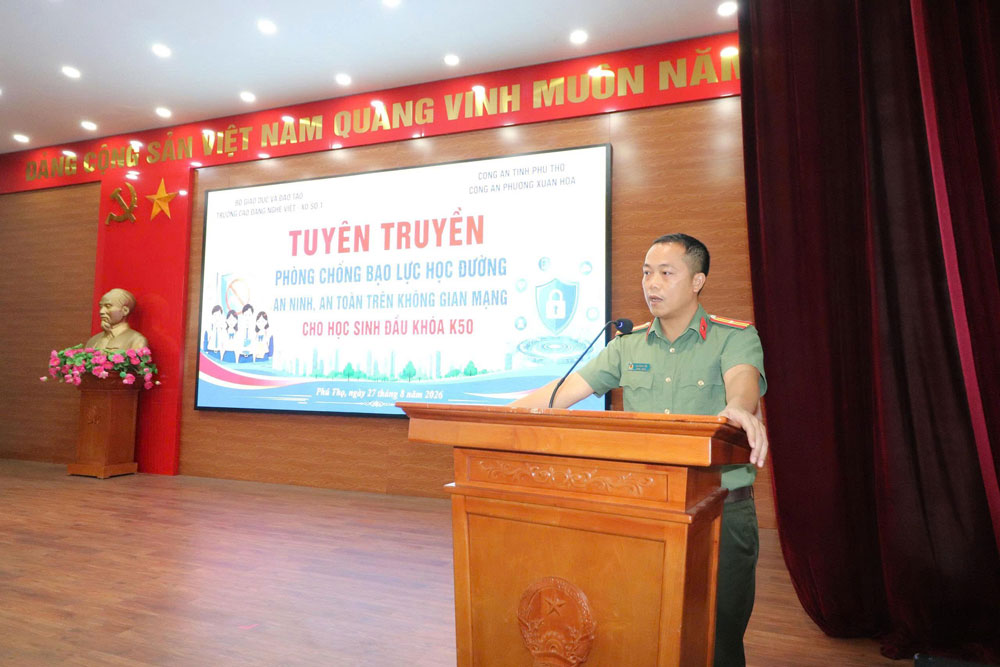 TUYÊN TRUYỀN PHÒNG CHỐNG BẠO LỰC HỌC ĐƯỜNG  AN NINH, AN TOÀN TRÊN KHÔNG GIAN MẠNG  CHO HSSV ĐẦU KHÓA K50  TẠI TRƯỜNG CAO ĐẲNG NGHỀ VIỆT – XÔ SỐ 1